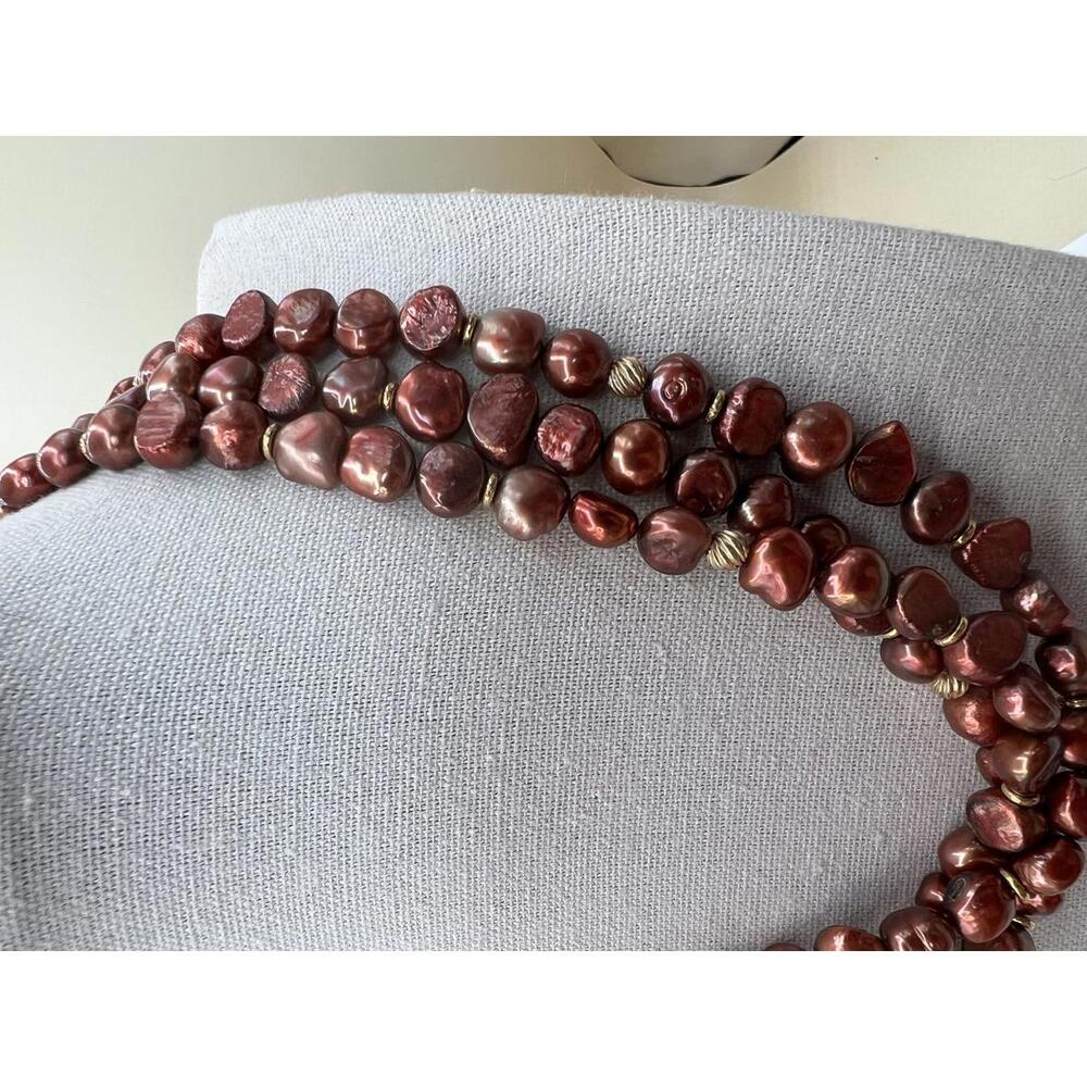 Multi-Strand Red Painted Stone Necklace - Picture 7 of 9